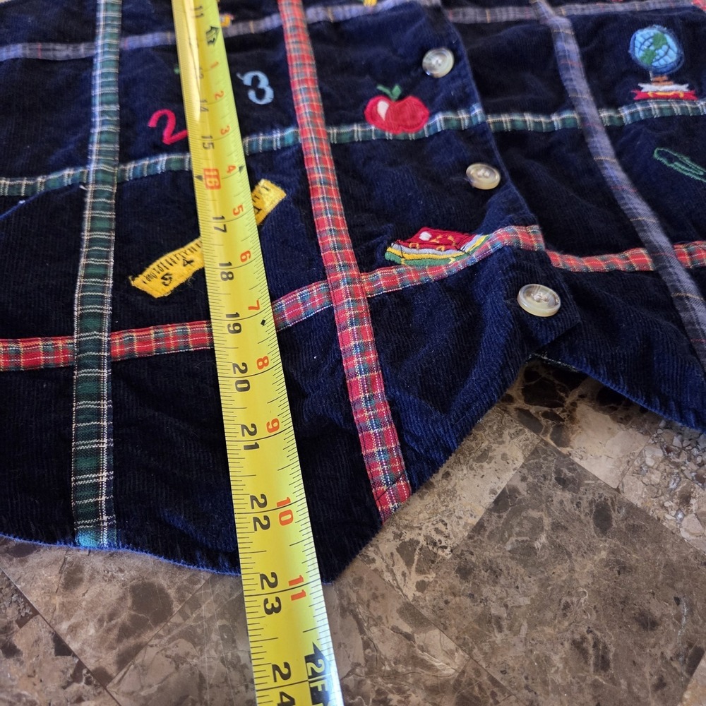 Casey & Max sz L teacher vest corduroy button up plaid embroidery patches - Picture 7 of 8